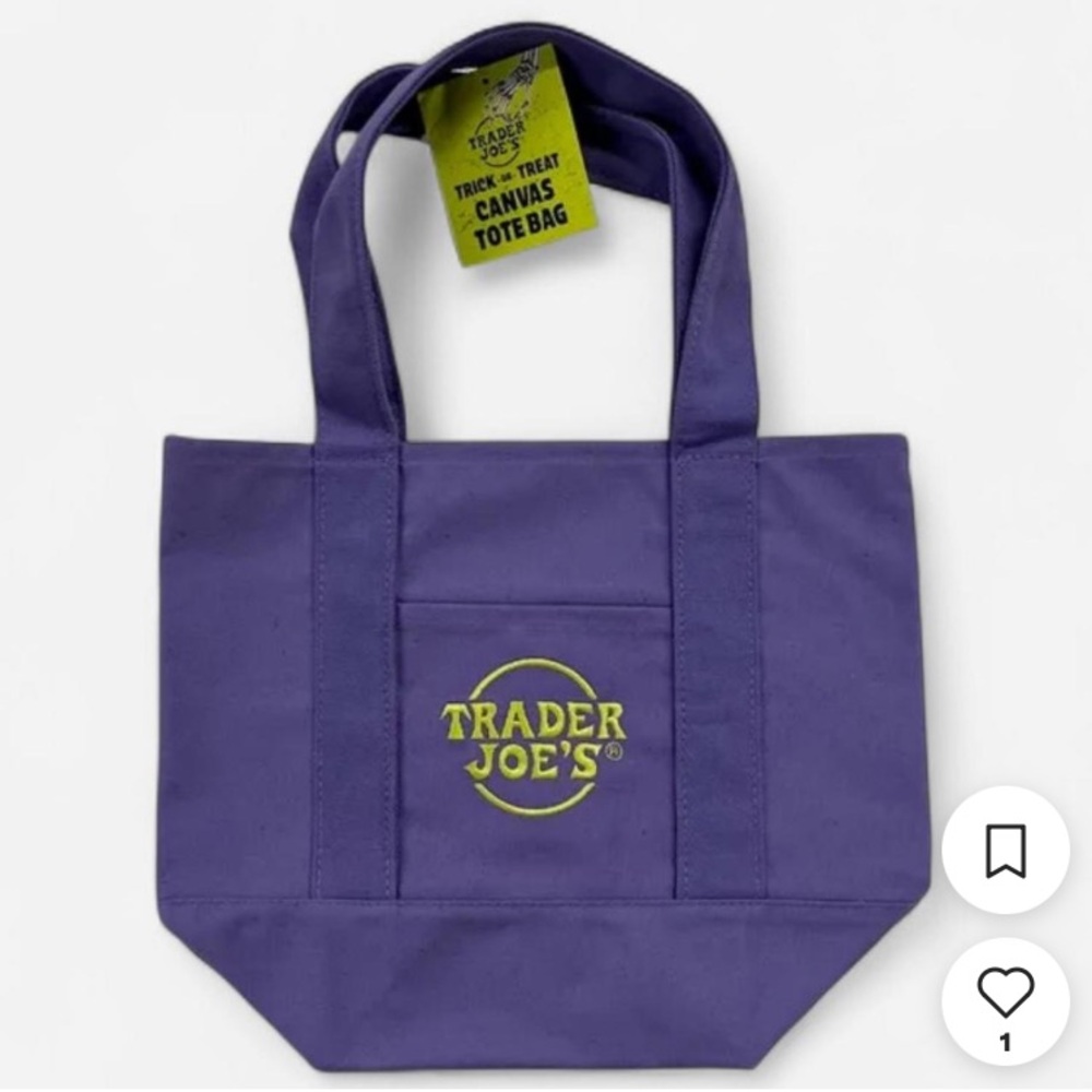 Trader Joes Halloween Mini Tote Bag Purple New